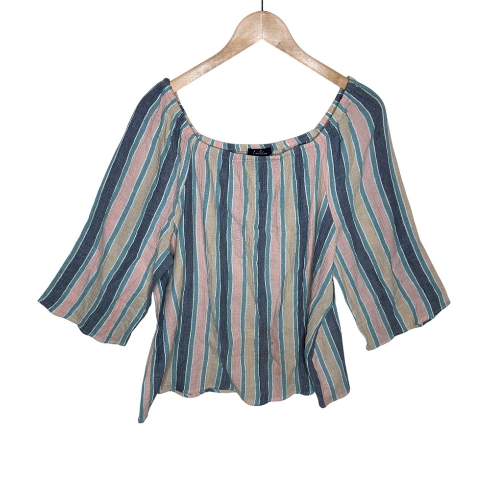 NWT Angles Striped Off the Shoulder Blouse size XL Multicolor